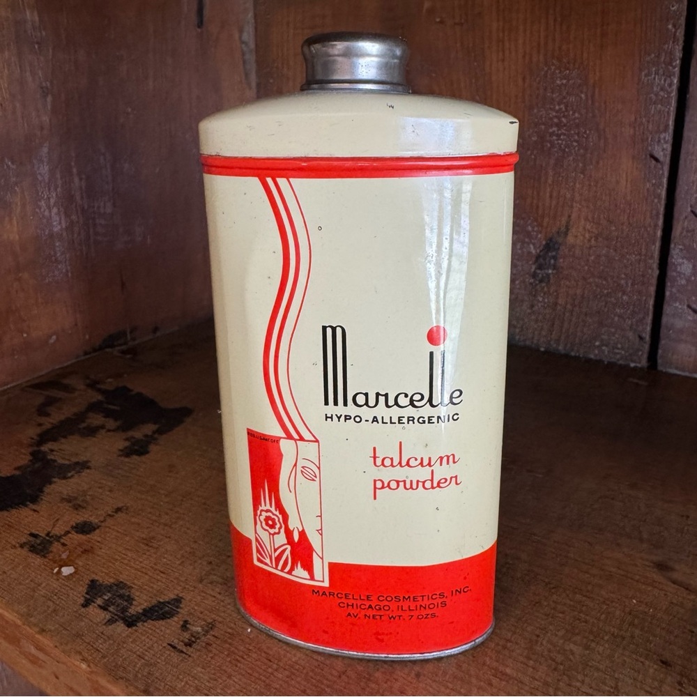 VTG Marcelle Talcum Powder Advertising Tin—Circa 1930